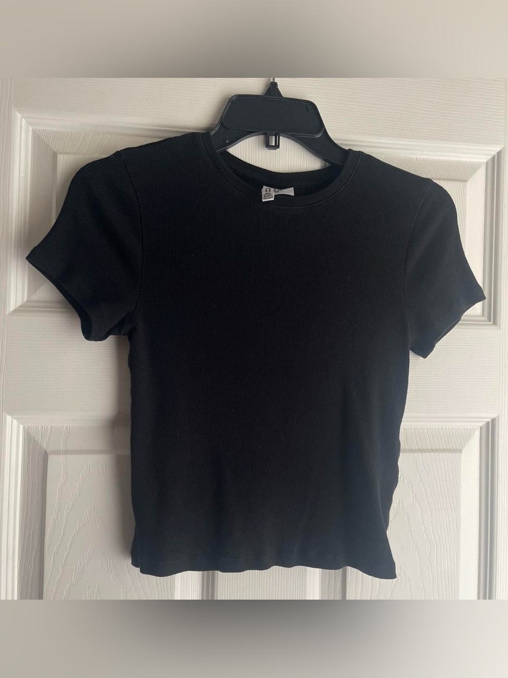 H&M Basic Black Ribbed Short Sleeve Tee